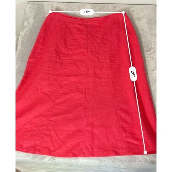 Women’s Pink 100% Linen Midi Skirt - Picture 7 of 8